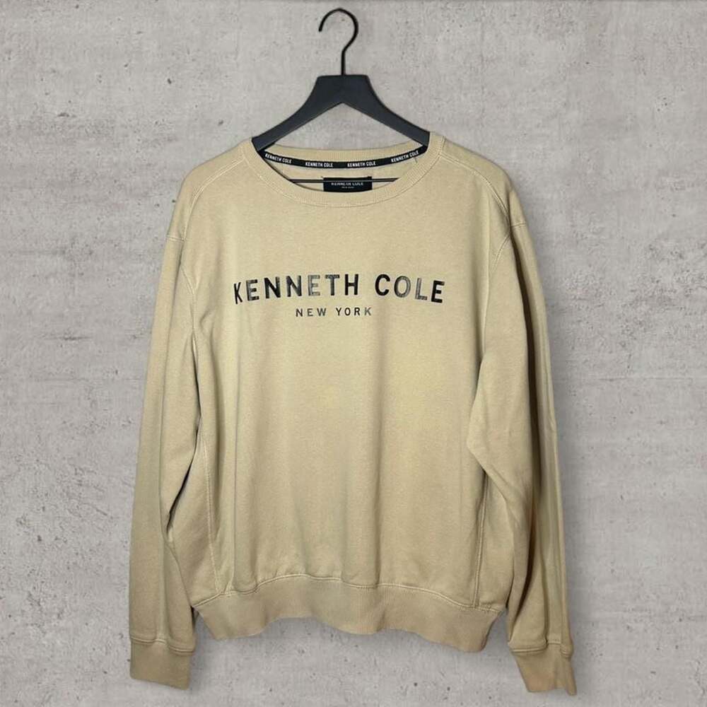 Kenneth Cole New York Logo Crewneck Sweatshirt Tan Size L